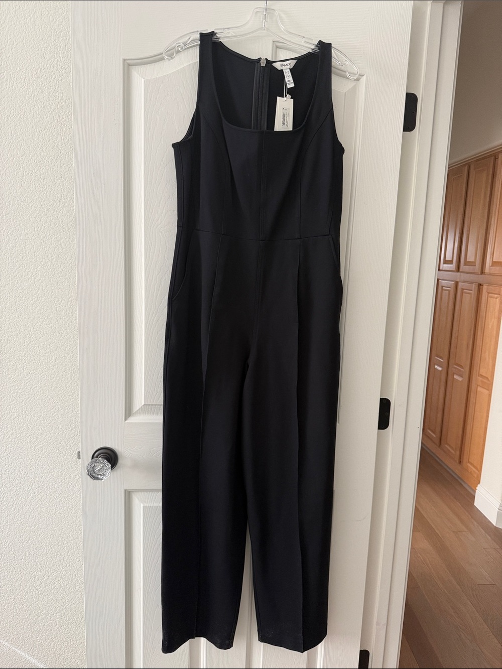 SPANX Black Sleeveless Tailored Jumpsuit barrel leg design. NWT